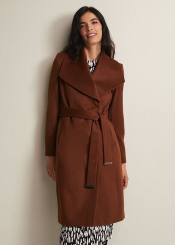 Phase Eight Nicci Tan Wool Smart Coats Brown USA | 0124658-HQ